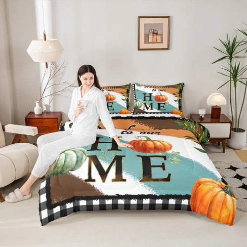 Vista 39 de Lindo juego de edredón de murciélago tamaño Queen con diseño de animales de Feliz Halloween, 3 piezas para decoración de habitación de niños