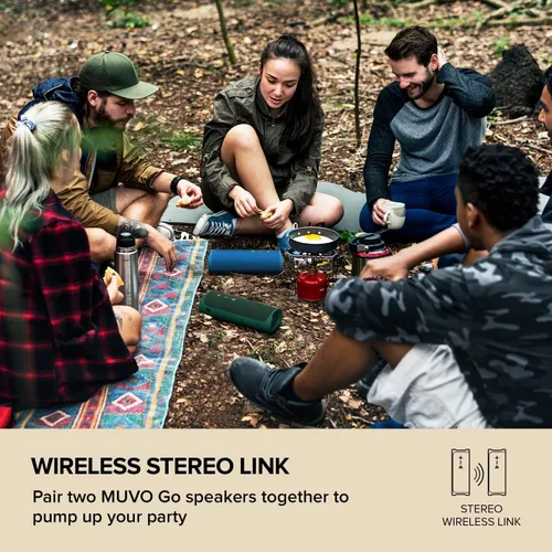 Vista 7 de Creative MUVO Go - Altavoz portátil impermeable Bluetooth 5.3 con hasta 18 horas de duración de la batería, IPX7 resistente al agua y potente Azul