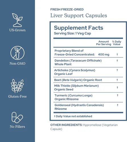 Vista 2 de Hierba ecléctica, cápsulas concentradas de apoyo hepático, desintoxicación, 45 CT, 400 mg