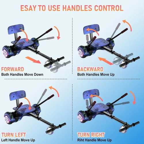 Vista 6 de LIEAGLE Self-Balancing Scooter with Seat Attachment Adjustable Frame B03-Azul con kart