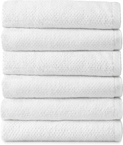 Vista 10 de Welhome Franklin - Juego de 6 toallas 100% de algodón con textura, 600 GSM, suaves y lujosas, 2 toallas de baño, 2 toallas de mano, 2 paños