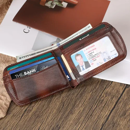 Vista 8 de Polare Slim Curve Front Pocket RFID Bloqueo Italiano Cartera plegable de cuero real para hombre