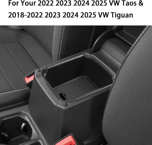Vista 7 de Accesorios interiores para VW Taos 2024 2025, Tiguan 2018-2025 y Taos 2022-2025 organizador de consola central con reposabrazos, organizador