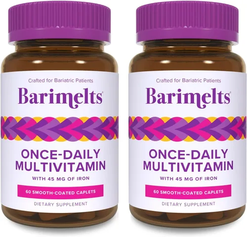 Vista 10 de BariMelts Multivitamínico bariátrico una vez al día con hierro, 60 comprimidos recubiertos fáciles de tragar (suministro para 2 meses)