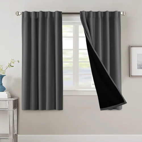 Vista 49 de H.VERSAILTEX Cortinas 100% opacas para dormitorio con forro negro, cortinas de oscurecimiento de habitación completa, con aislamiento térmico