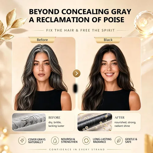 Vista 3 de YOCISKU Hair Dye Shampoo, 3 in 1 Gray Hair Coverage Herbal Dye Shampoo For natural-looking shine Ammonia-free fresh aroma stays gentle on