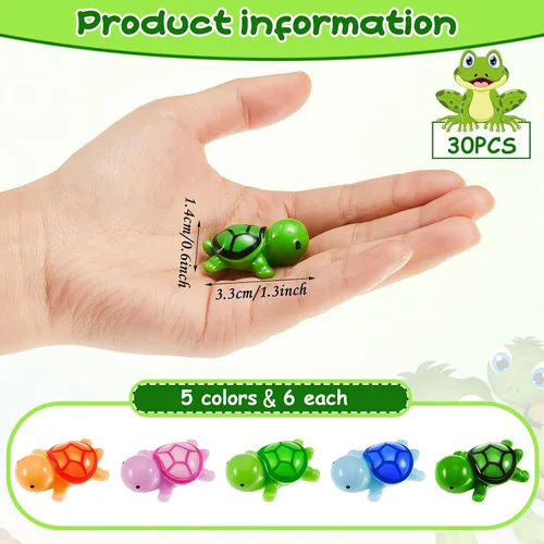 Vista 2 de Jetec 30 figuras de animales de tortuga, recuerdos de fiesta, figura de tortuga marina, figuras en miniatura, adornos de océano para figuras