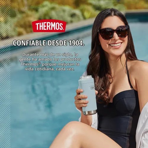 Vista 9 de THERMOS ICON SERIES, aislante delgado para latas de bebidas, 12 onzas, Glacier, acero inoxidable aislado al vacío
