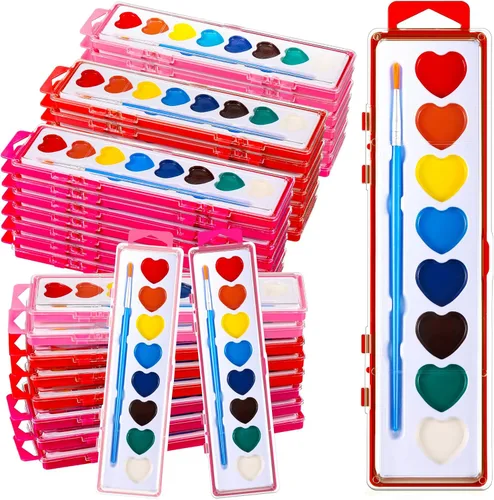 Vista 8 de Yeaqee Juego de 12 pinturas de acuarela de 8 colores lavables con pincel, recuerdos de fiesta, arte acuarela para adultos, regalos de fiesta del día