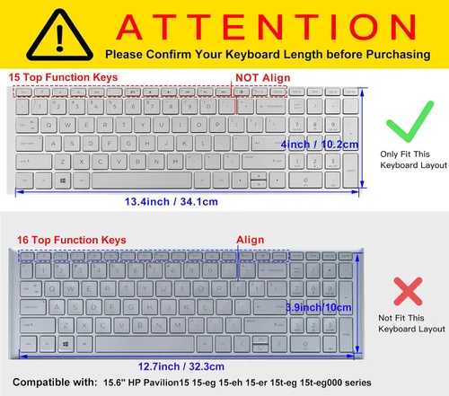 Vista 2 de Cubierta de teclado para portátil HP 15.6 15-dw 15-dy 15-da/db 15-ef 15-bs/bw 15-dy5033dx dy5073dx dy2073dx dy5399nr dy5599nr 15-dw4047nr Negro