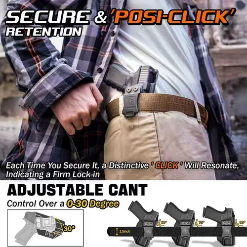 Vista 7 de Amberide IWB Funda Kydex para SIG Sauer P365 / P365 SAS / P365X, transporte oculto, opciones MOS y no MOS disponibles, inclinación ajustable