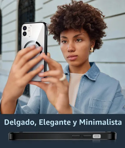Vista 7 de FNTCASE Funda magnética para iPhone 12, grado militar, protección contra caídas, antiamarilleamiento, duradera, resistente y parachoques a prueba