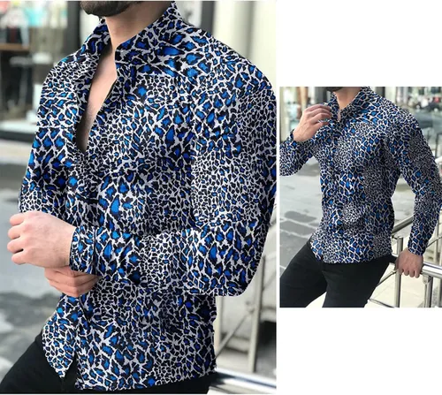 Vista 4 de CofeeMO Bravetoshop - Camisa de manga larga con botones para hombre con estampado floral