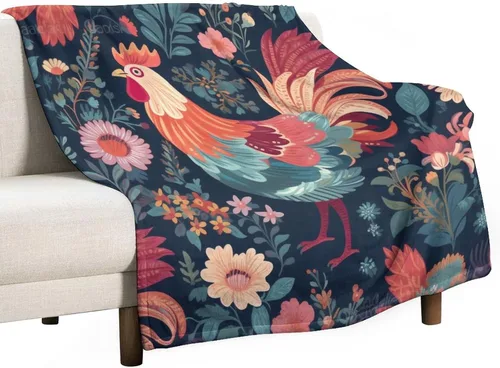 Vista 17 de Manta de microfibra suave y acogedora con diseño de gallo rústico en blanco y negro, suave y acogedora manta de microfibra para sofá, cama, oficina