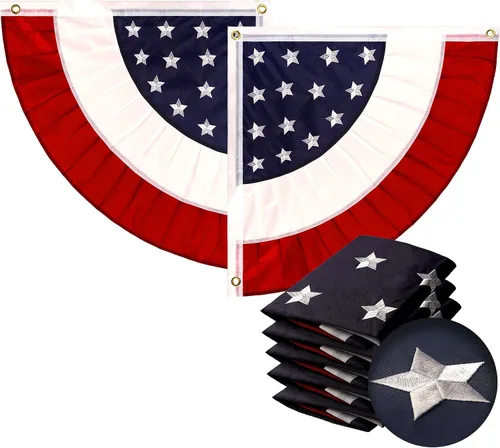 Vista 15 de G128 Bandera de abanico plisada de Estados Unidos, estrella de 1.5 x 1.5 pies, círculo central, decoración patriótica del 4 de julio, estrellas
