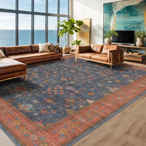 Vista 112 de Hazo Haus – Alfombra pequeña para entrada, cocina o baño, antideslizante con base de goma, resistente a las manchas y a la decoloración, diseño