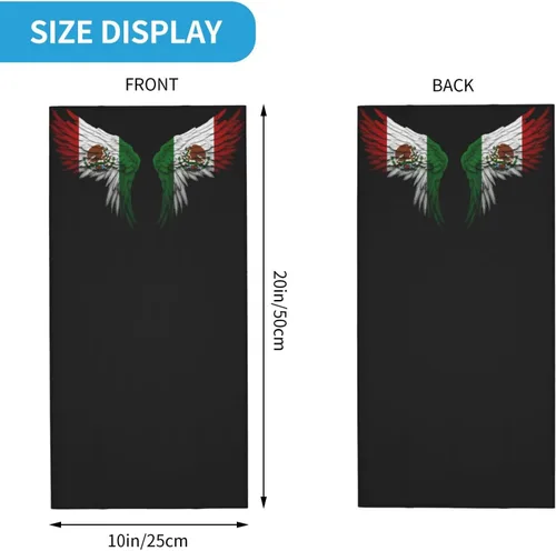 Vista 2 de Pasamontañas con alas de bandera mexicana mexicana, bandana para el cuello, polaina para el cuello, máscara facial para hombres y mujeres