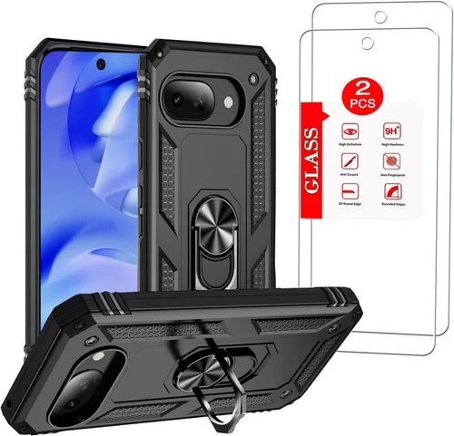 Vista 5 de Funda para Google Pixel 3A con [2 unidades] Protector de pantalla de vidrio templado, para Google Pixel 3A Heavy Duty Armor [Grado Militar], funda
