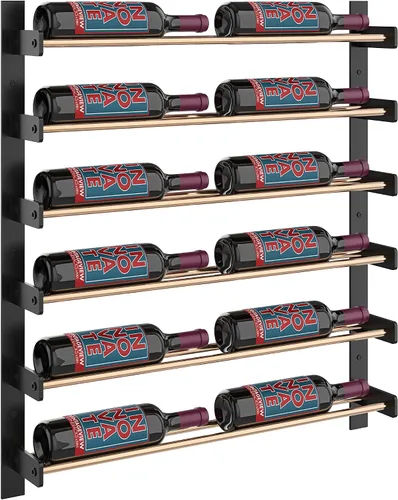 Vista 11 de VintageView Evolution Wine Wall 30 3C - Estante moderno para vino (54 botellas, negro mate/bronce dorado)