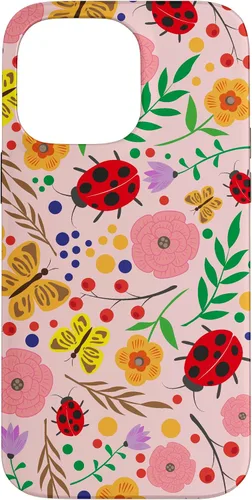 Vista 21 de iPhone 16 Cute Ladybugs Flowers Pink Pattern Bouquet Lover Cell Phone Case