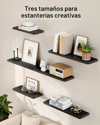 Vista 3 de AMADA HOMEFURNISHING - Juego de 6 estantes de pared, estantes flotantes de madera para decoración, estilo rústico de granja para dormitorio