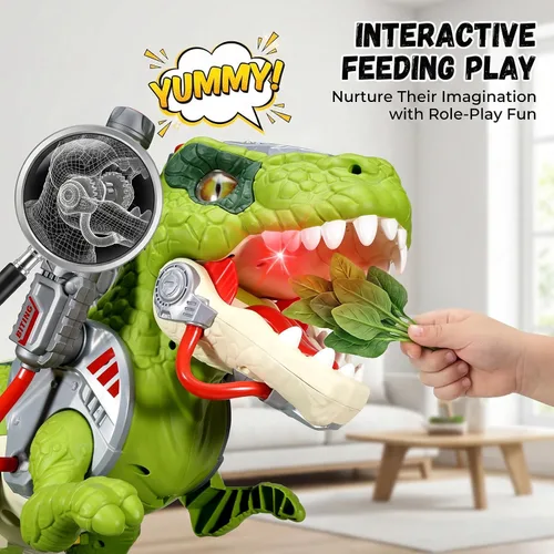 Vista 3 de Coches de Dinosaurio Montables para Niños, Juguetes Eléctricos con Música, Luz y Humo, Regalo para Niños de 3 a 5 Años, Patinete para Preescolar
