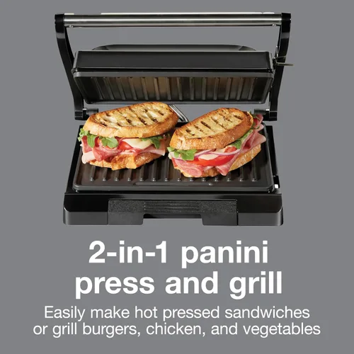 Vista 2 de Prensa y parrilla PS PANINI 70 sq. in. Cooking Surface Easy-Clean PFAS-Free Nonstick Grids Compact Upright Storage Indicator Lights Black