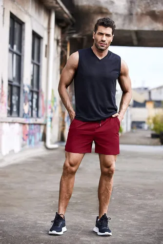 Vista 4 de COOFANDY Pantalones cortos deportivos para correr para hombre de 5 pulgadas, paquete de 2 pantalones cortos de entrenamiento para gimnasio