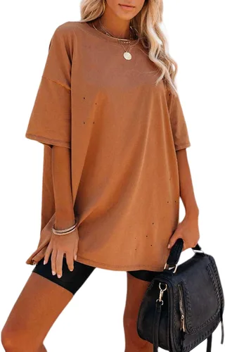 Vista 3 de Remidoo Camiseta casual de manga corta con cuello redondo y manga corta para mujer