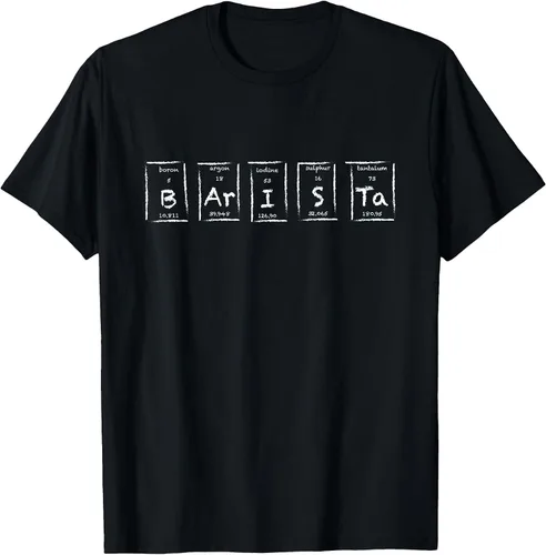 Vista 12 de Barista Espresso Latte Cappuccino Coffee Periodic Table T-Shirt Asphalt Grey