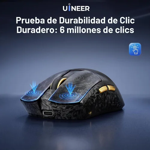 Vista 8 de Ratón inalámbrico para juegos de 1.94 oz Tri-Mode 32000 DPI Bluetooth