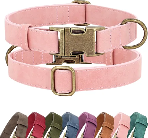 Vista 8 de Didog Collar de perro de piel sintética suave, elegante collar de liberación rápida para perros pequeños, fácil de limpiar, collar ajustable