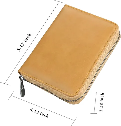 Vista 10 de boshiho Cartera con bloqueo RFID de 24 ranuras para tarjetas de crédito, de piel auténtica, organizador de múltiples tarjetas, con cremallera