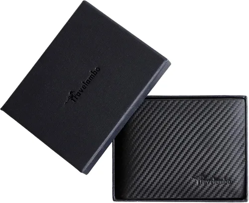 Vista 8 de Travelambo Cartera de cuero genuino con bloqueo RFID para hombre, billetera plegable clásica