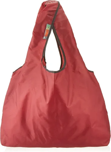 Vista 8 de Bolsa de compras reutilizable plegable de nailon Ripstop con bolsa integrada (negro y mostaza)