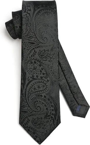 Vista 247 de HISDERN Corbatas para hombre, corbata de cachemira y bolsillo cuadrado tejido clásico floral para hombre, corbata de fiesta de boda