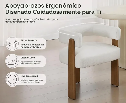 Vista 4 de Shunzhi Juego de 6 sillas de comedor de barril blanco, sillas de comedor