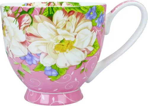 Vista 16 de Tazas de café de porcelana de hueso de 16oz para mujeres Tazas Flora Tazas de café y té Novedades Tazas de café para regalar a mujeres, mamá, amigas