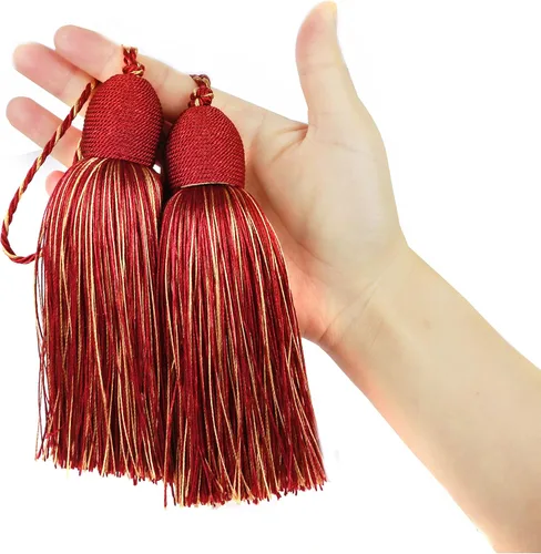 Vista 15 de 2 borlas para llaves con bucle, accesorios hechos a mano, color Negro