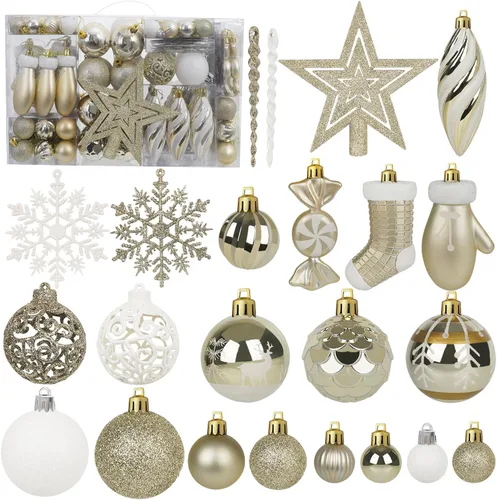 Vista 9 de Artmag Juego de 135 piezas de adornos de bolas de Navidad, bolas de Navidad pre-atadas inastillables de plástico surtidas para decoración colgante