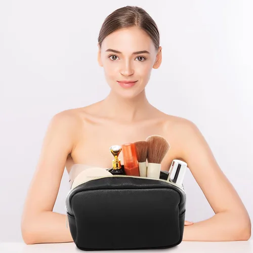 Vista 5 de Sweetude 10 bolsas de maquillaje a granel para mujeres, regalo preparatorio, bolsa de cosméticos de piel sintética, pequeña bolsa de aseo