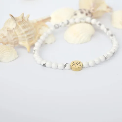 Vista 4 de Pulsera de constelación con signo de estrella de energía de 0.157in con dije chapado en oro de 18 quilates para mujer