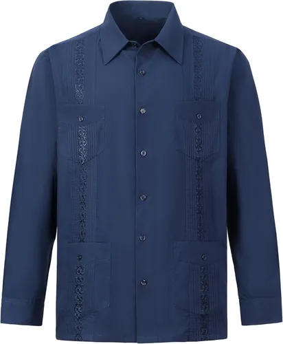 Vista 10 de Camisas guayabera de manga larga para hombre