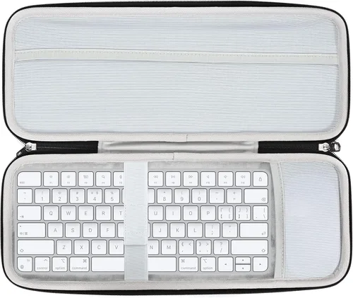 Vista 6 de RAIACE Funda de almacenamiento rígida compatible con teclado numérico Apple Magic Keyboard + Apple Magic Mouse. (solo funda), color negro