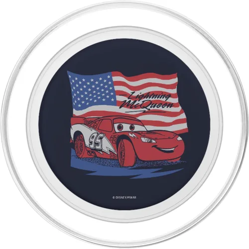 Vista 2 de Disney Pixar Cars Lightning McQueen - Retrato de bandera estadounidense PopSockets MagSafe PopGrip para iPhone