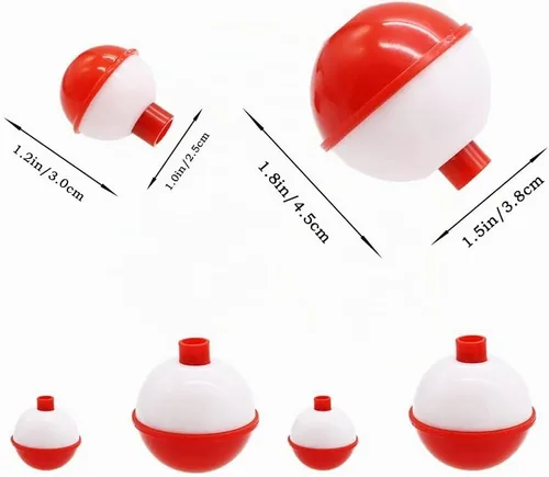 Vista 2 de 60 flotadores de pesca, bobber de pesca de ABS duro a granel, flotadores redondos de boya con botón para accesorios de aparejos de pesca, 1/1.5