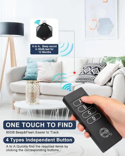 Vista 2 de Elecpow Localizador de llaves con sonido, 85 dB+Rf buscador remoto con 164 pies. Buscador de control remoto de TV inalámbrico para llaves, cartera