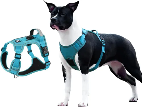 Vista 12 de Arnés sin tirones para perro extragrande, ajustable a prueba de escape, sin estrangulamiento y chaleco reflectante con asa para un fácil control
