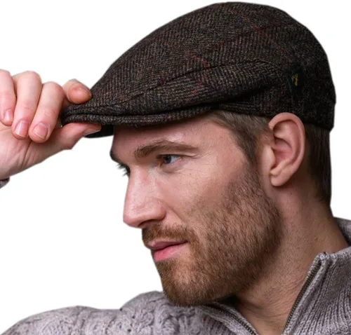 Vista 17 de Irish Tweed Trinity Flat Cap, 100% Tweed, fabricado en Irlanda