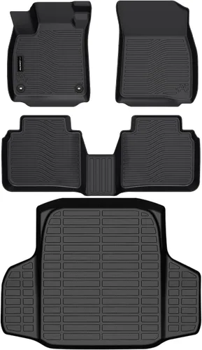 Vista 33 de Auxko Alfombrillas para todo tipo de clima, tapete de carga con respaldo para Honda Pilot 8 pasajeros 2016-2022, forros de elastómero termoplástico